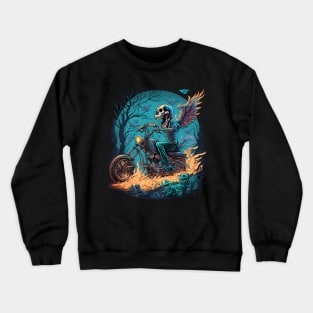 Skeleton riding a motorcycle Crewneck Sweatshirt